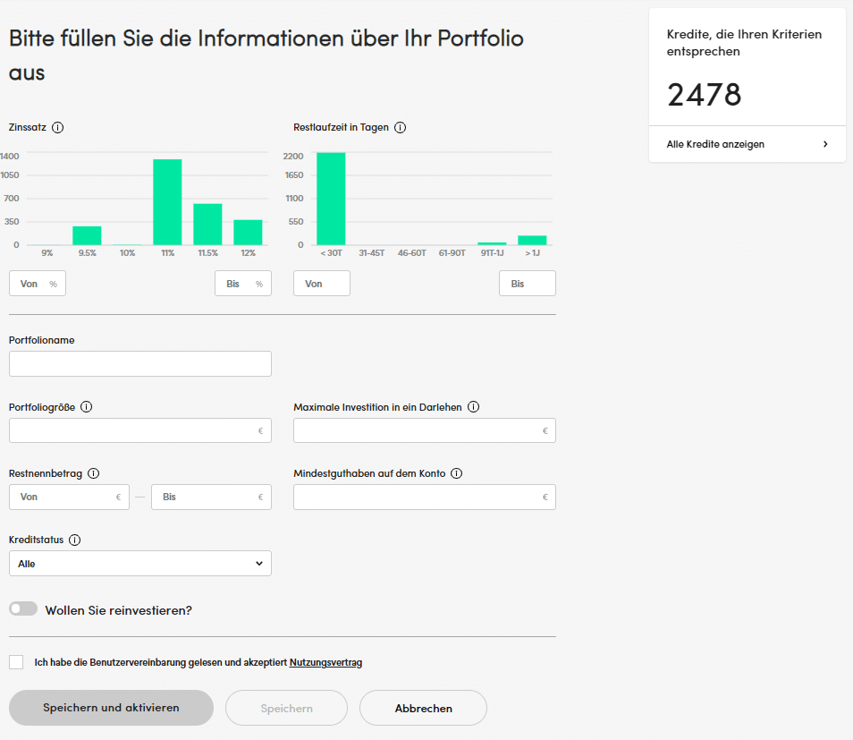 Peerberry Auto Invest Einstellungen -