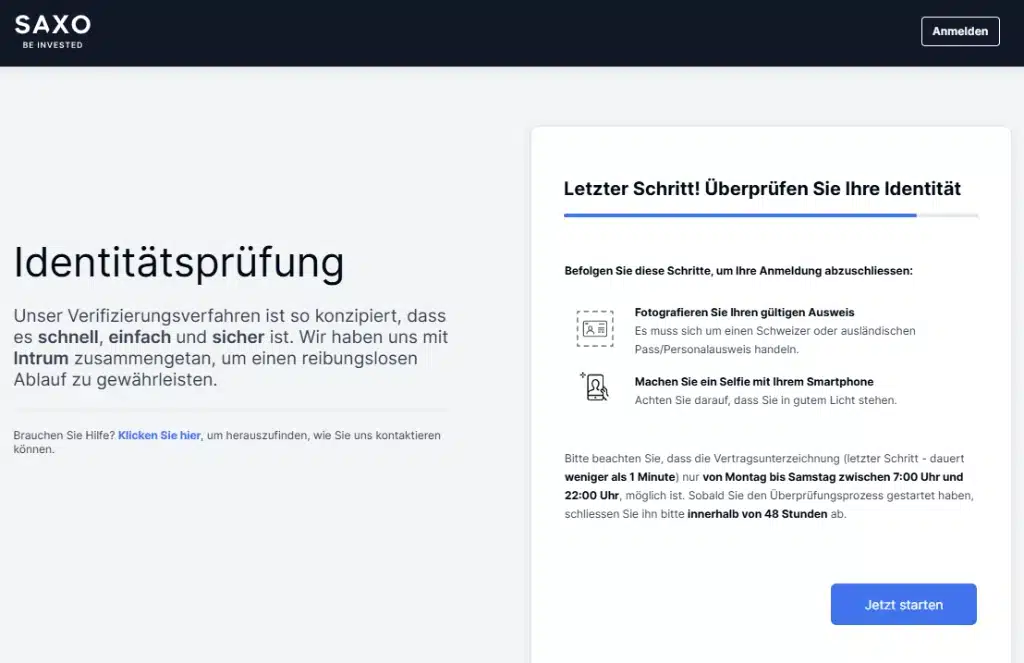 Saxo Bank Identitätsprüfung Schritt für Schritt