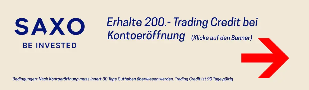 SAXO Trading Credit 200.- CHF fundflow.blog ETF kaufen Schweiz
