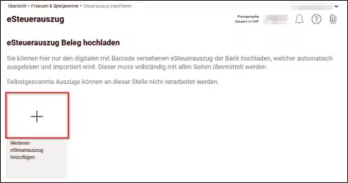 eSteuerauszug in der Steuer Software hochladen