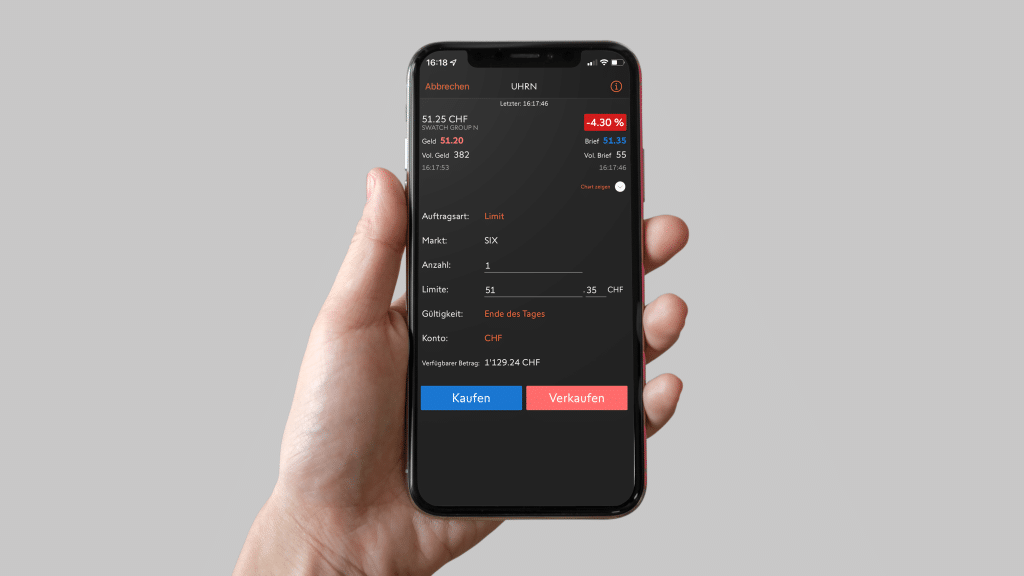 Swatch Aktien kauf mit der Swissquote App für eine gratis Swatch Aktionärsuhr - 